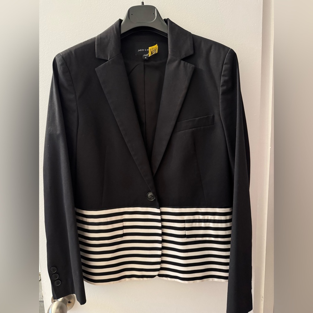 Black and White Striped Women's Blazer